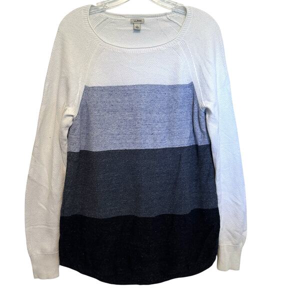 L.L. Bean Colorblock Thermal Top Womens Large Raglan Recycled Cotton Waffle Knit - Picture 1 of 7